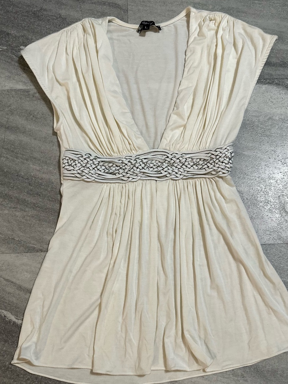 Sky Y2K cream tunic top L